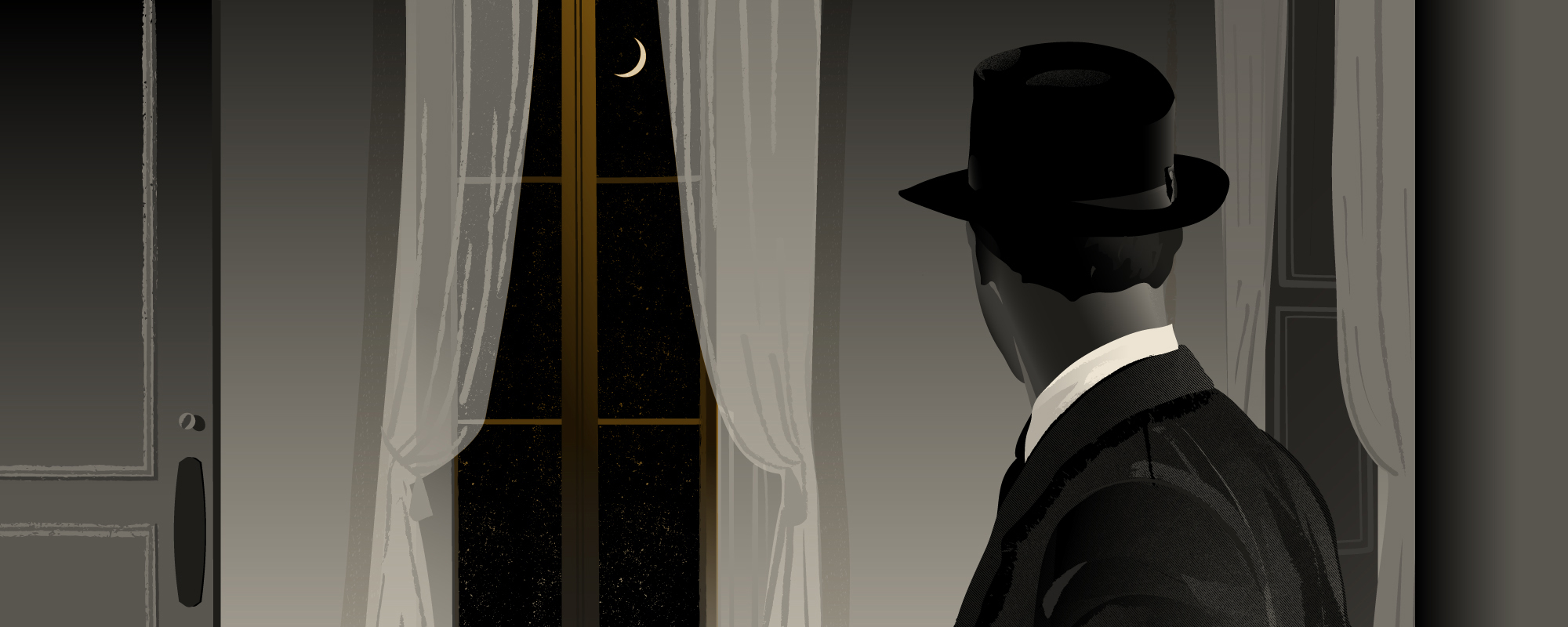 Sternwood Mansion, Philip Marlowe, French Windows,The Big Sleep,The High Window, LA Noir, night Moon