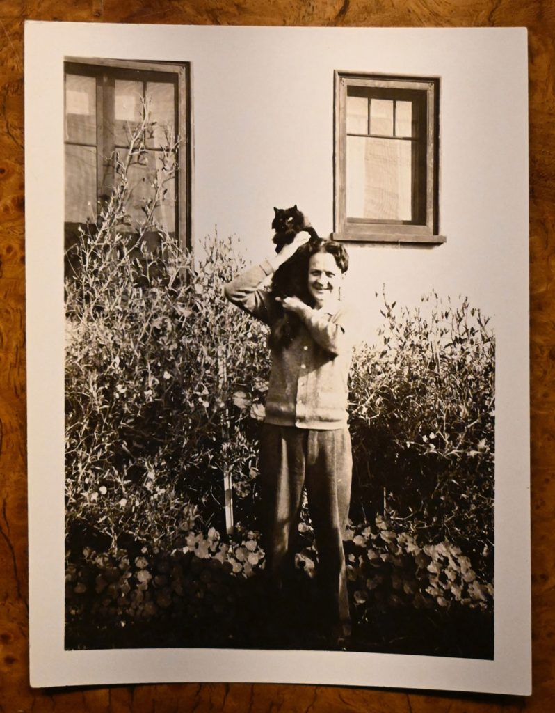 Raymond Chandler and his black Persian cat