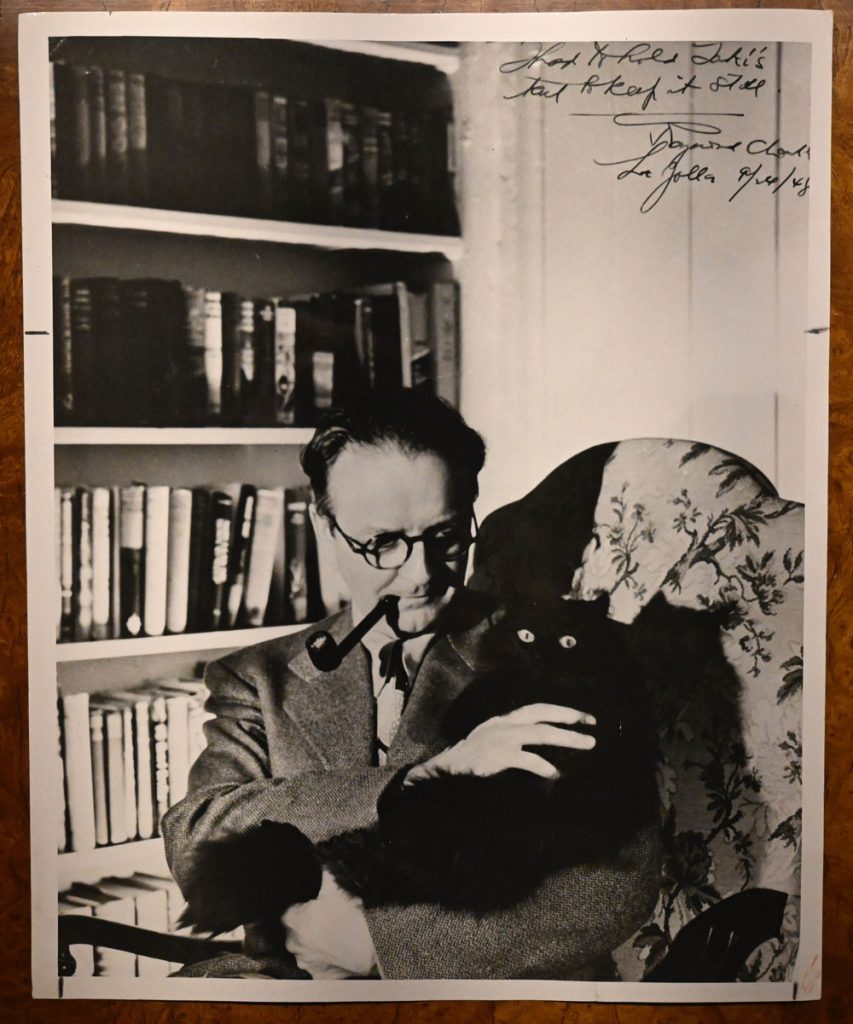 I had to hold Taki's tail to keep it still, Raymond Chandler, La Jolla, 09,14, 1948