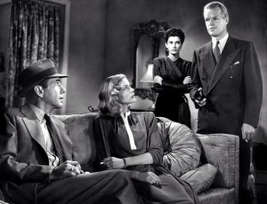 Lauren Bacall, Humphrey Bogart, Sonia Darrin, and Louis Jean Heydt in The Big Sleep